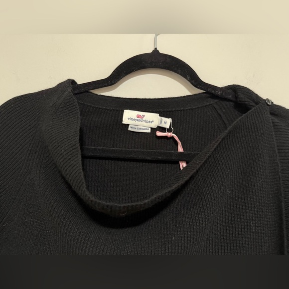 Vineyard Vines Black Wool Cashmere Ribbed Sweater Jacket Size Medium NWT - Picture 4 of 10